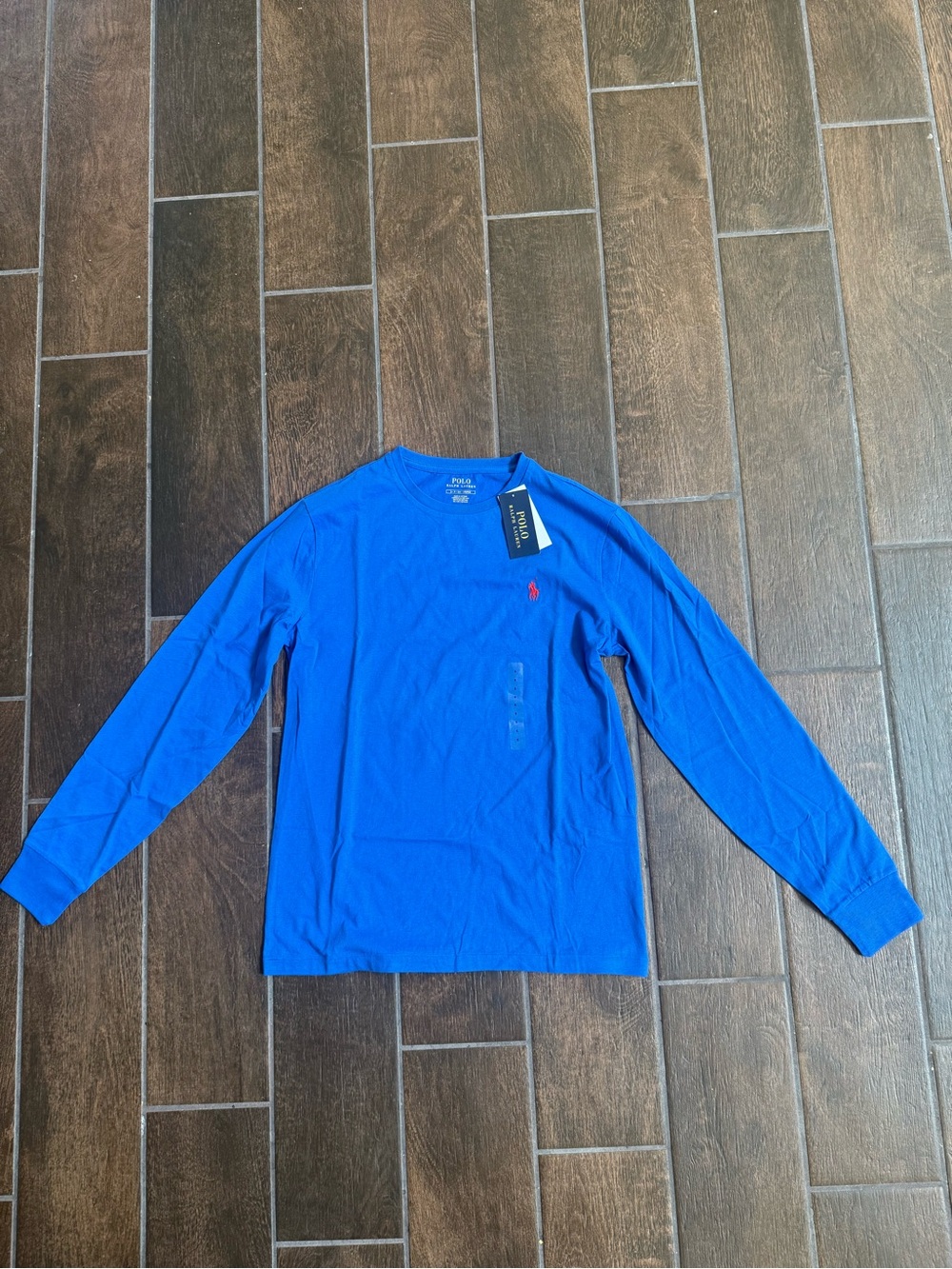 Men’s Polo Ralph Lauren Blue Crew Neck Cotton Knit T-Shirt Long Sleeve Sz S